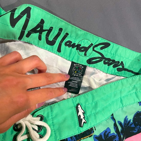Maui and Sons Neon Shark Jaw Swim Trunks - Picture 3 of 3